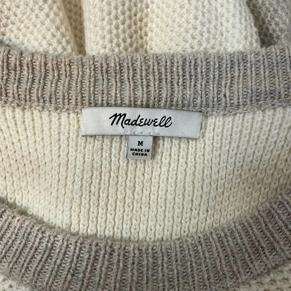 Madewell Province Cream & Tan Cross-back Pullover Knit Sweater Medium Women’s - Picture 11 of 13